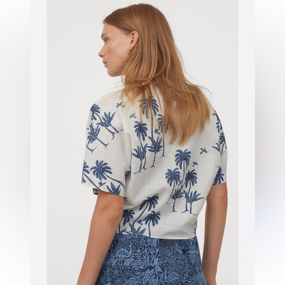 XL H&M Dempsey Palm Tree Linen Blend - Picture 2 of 8